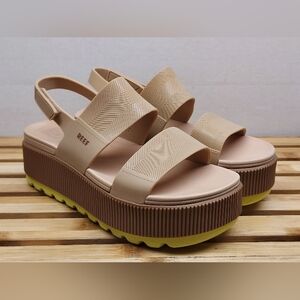 Reef Womens Sand Lime Water Vista Higher Platform Sandals Size 7